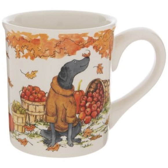 NWT Dog in Sweater Black Lab Labrador Mug Fall Harvest Certified International - Picture 3 of 6
